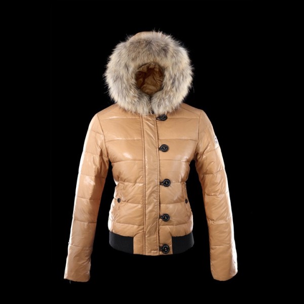 Moncler Semplice Khaki Slash And Fur Cap Donna Giacche uscita